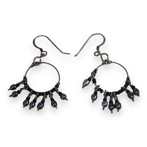 Round hoop grey pearls Black Sea Beads earrings